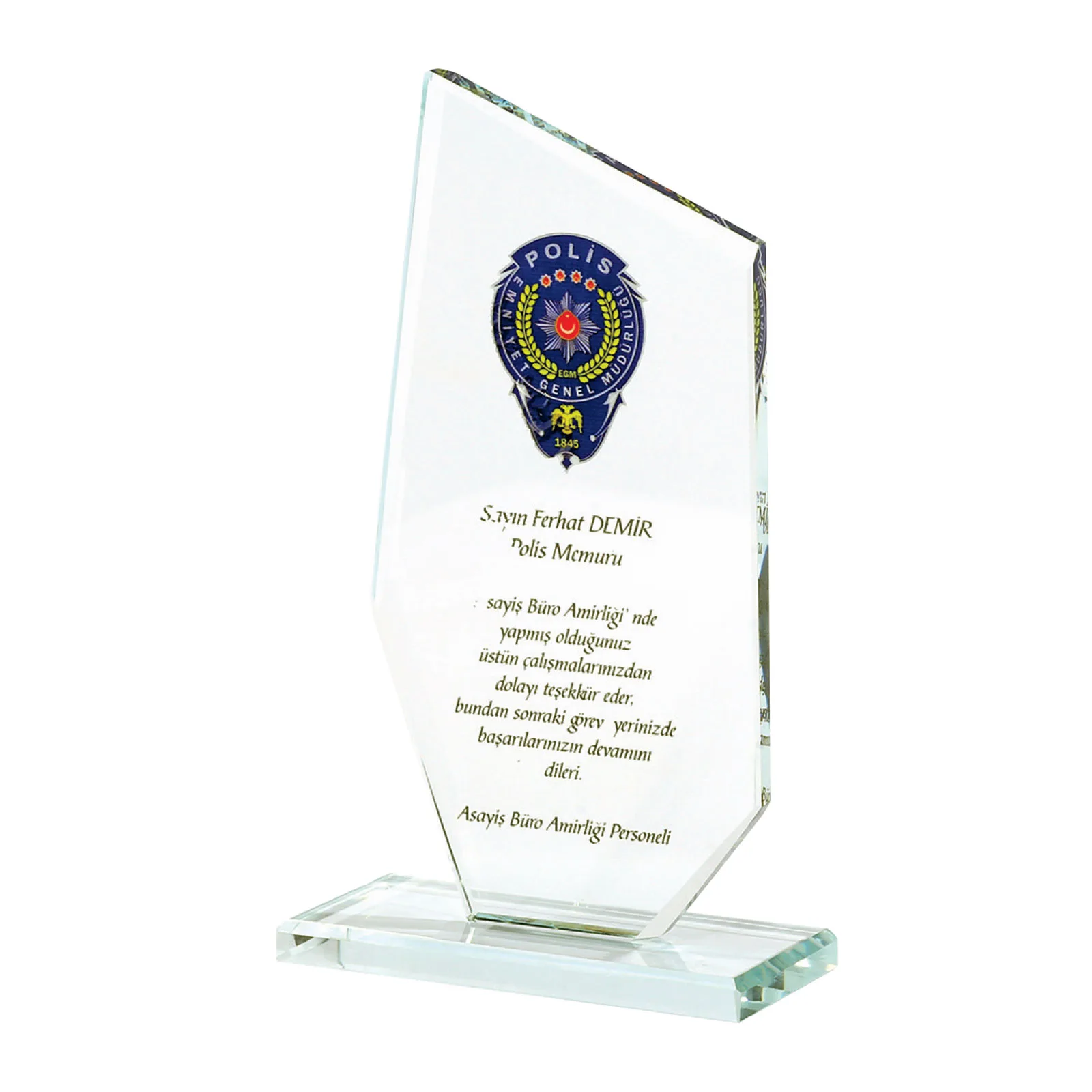 KAŞGAR ŞEFFAF KRİSTAL PLAKET
